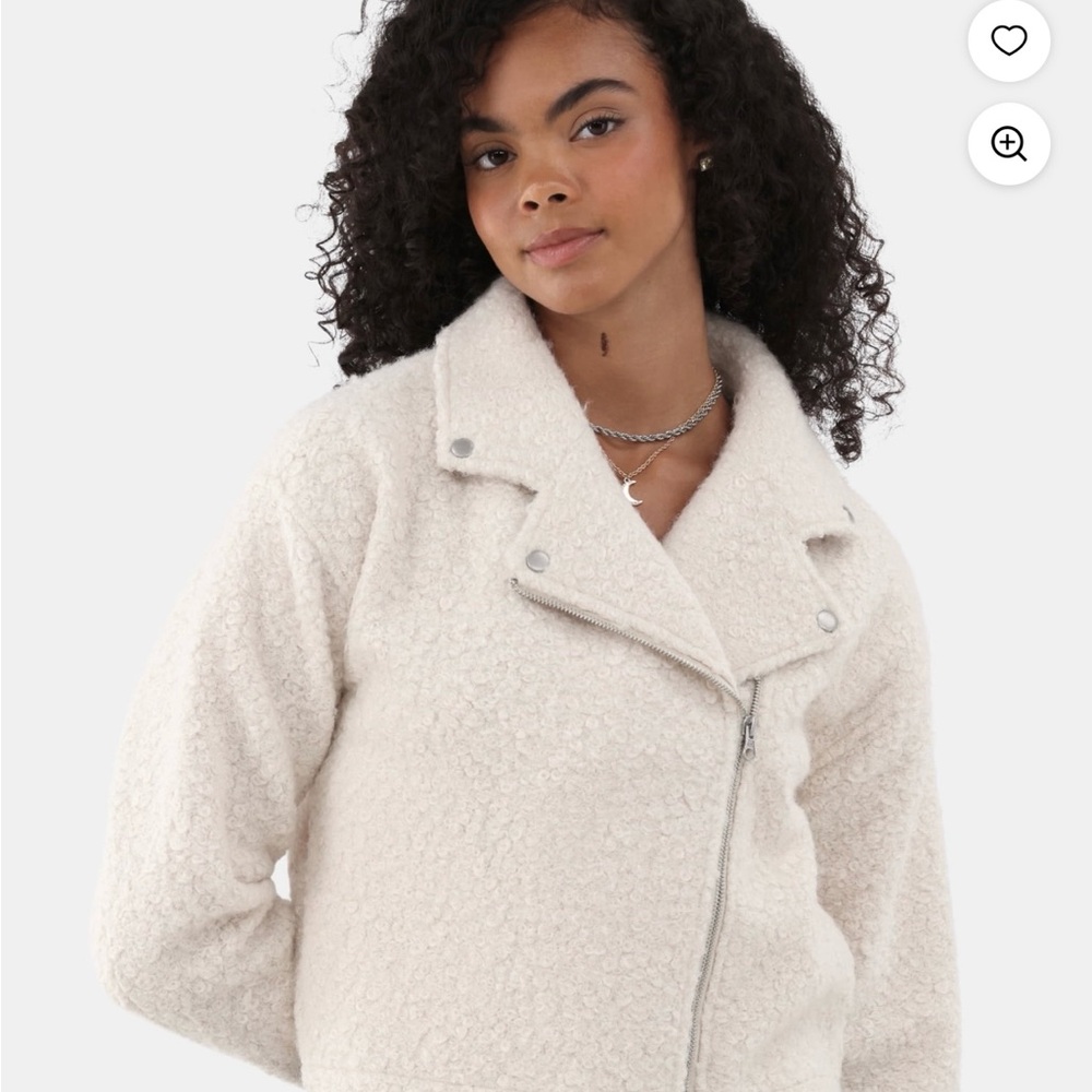 No Boundaries Asymmetric Sherpa Moto Cropped Jacket